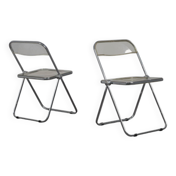 Pair of Plia folding chairs by Giancarlo Piretti for Castelli, Italy, 1970s