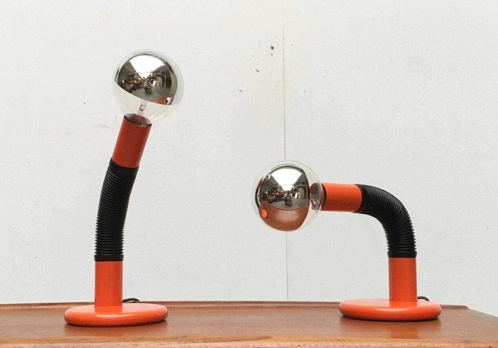 Vintage Italian table lamps Space Age by Bellini for Targetti, 1970s.