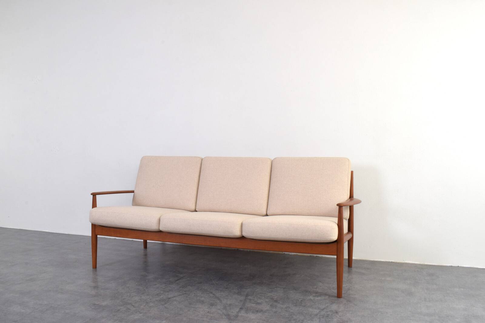 Mid-Century Danish Teak & Wool Sofa by Grete Jalk for France & Søn