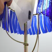 1980s Postmodern Blue Glass & Brass Floor Lamp by Toni Cordero for Artemide