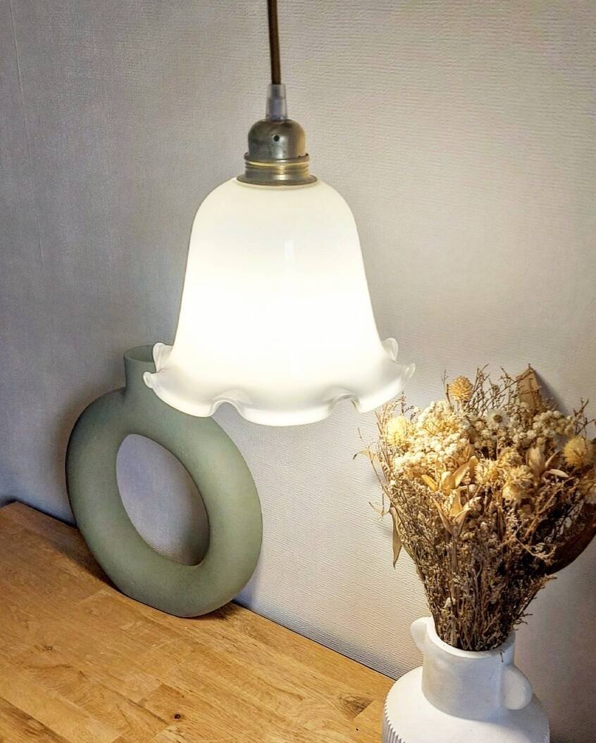 Vintage opaline portable lamp