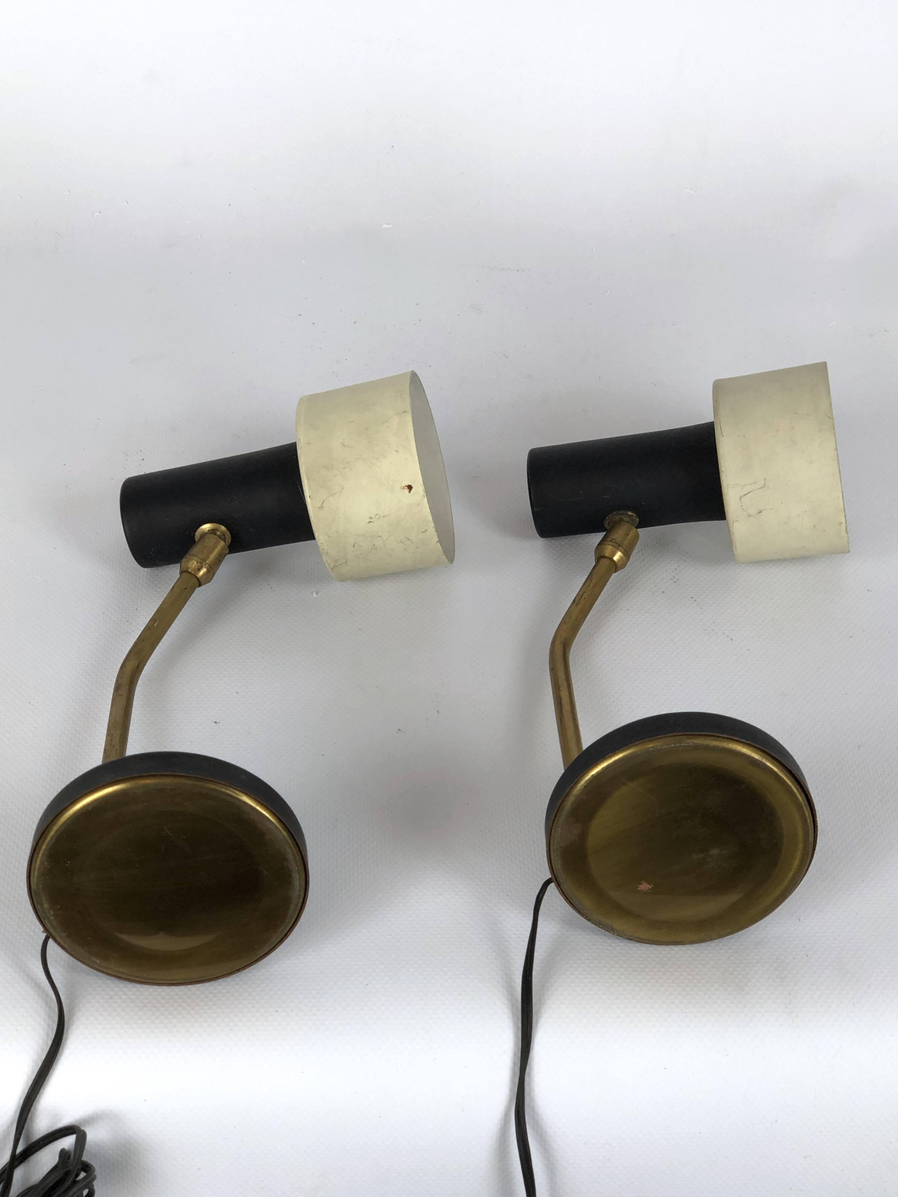 Mid-century Italian adjustable cone table lamps