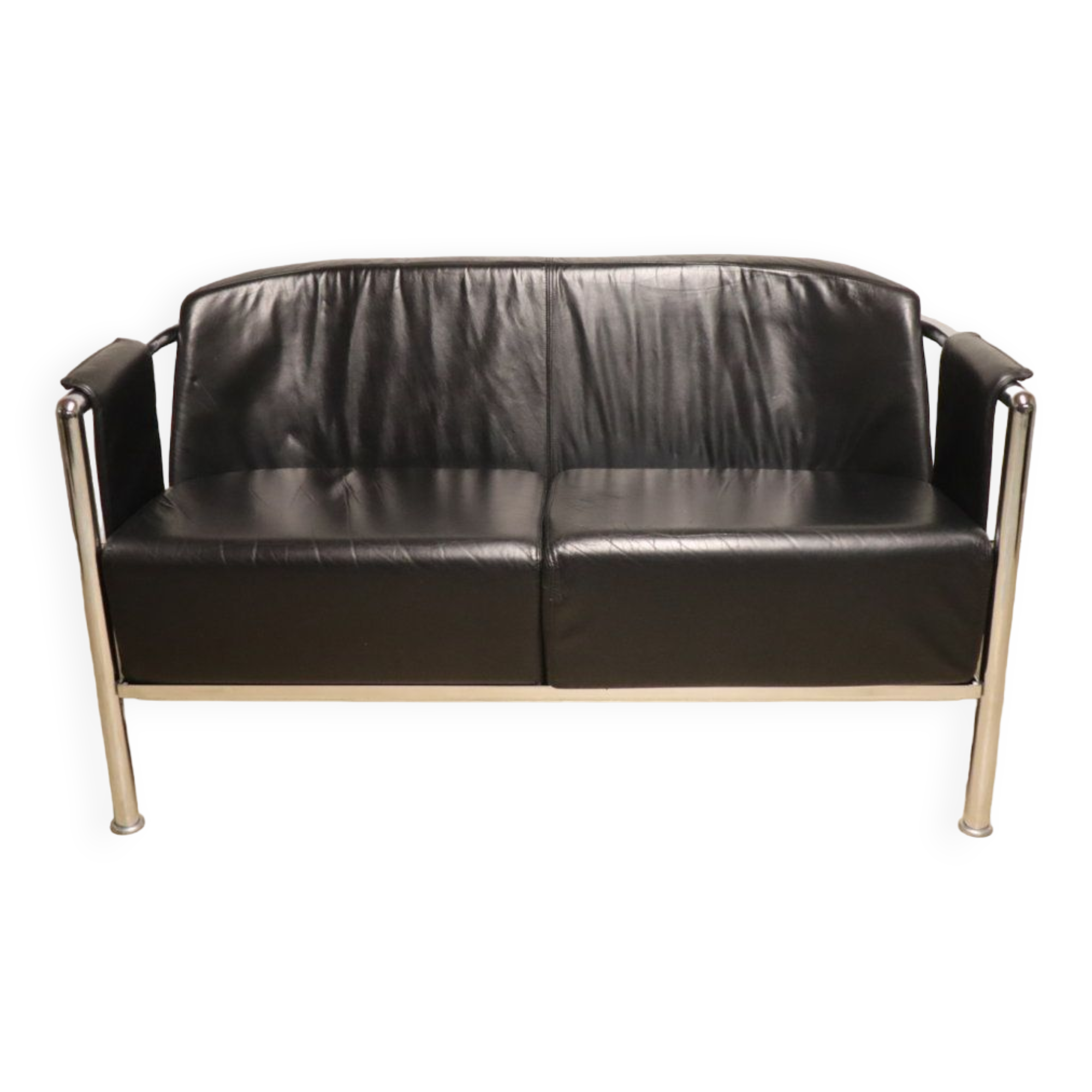 Vintage sofa in synthetic leather and chrome metal, 1970s