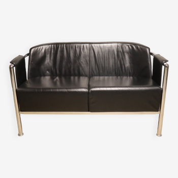Vintage sofa in synthetic leather and chrome metal, 1970s