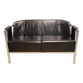 Canapé vintage en cuir synthétique et métal chromé, 1970