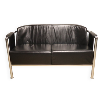 Vintage sofa in synthetic leather and chrome metal, 1970s