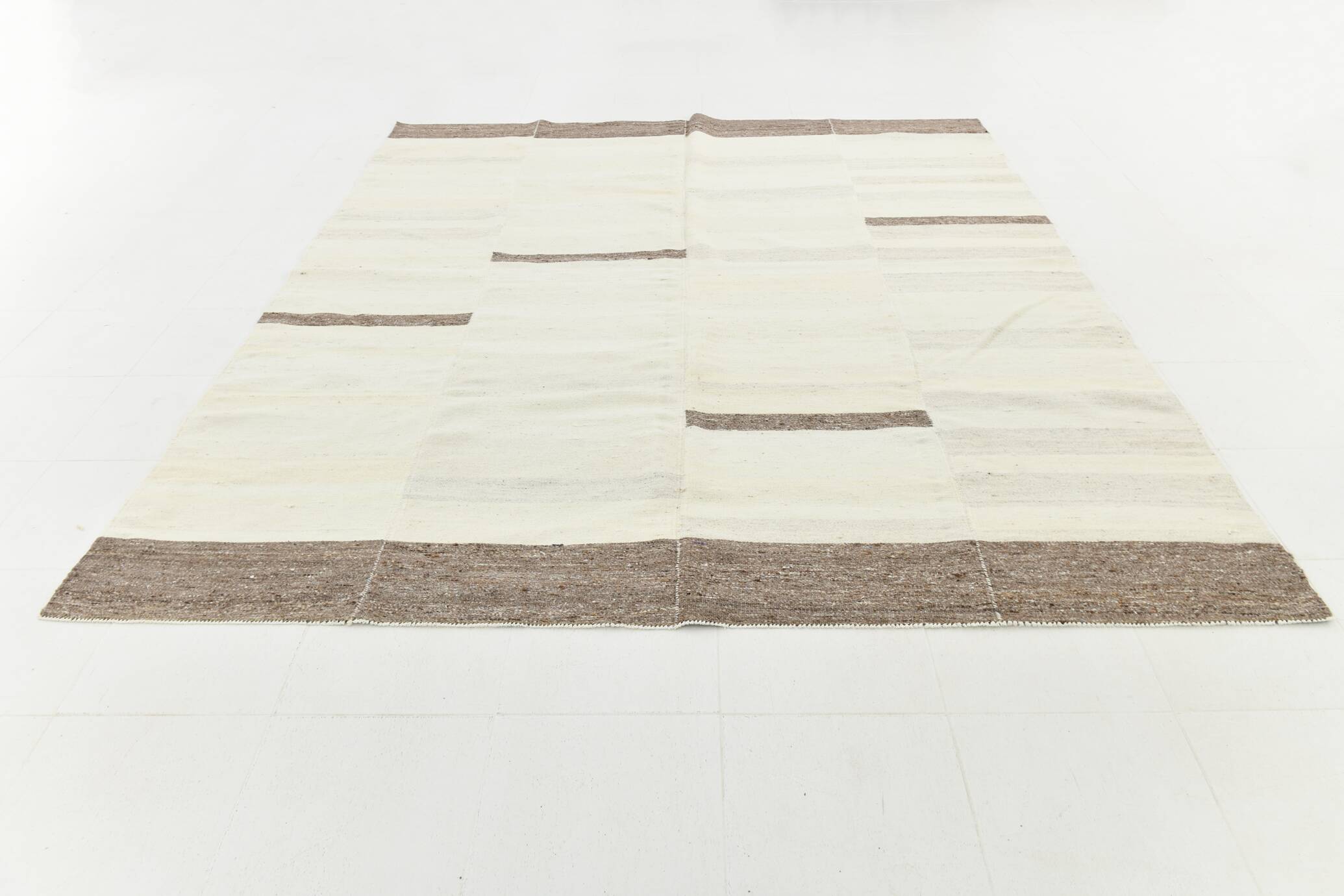 Cream & Brown Large Kilim Rug, 255x313Cm