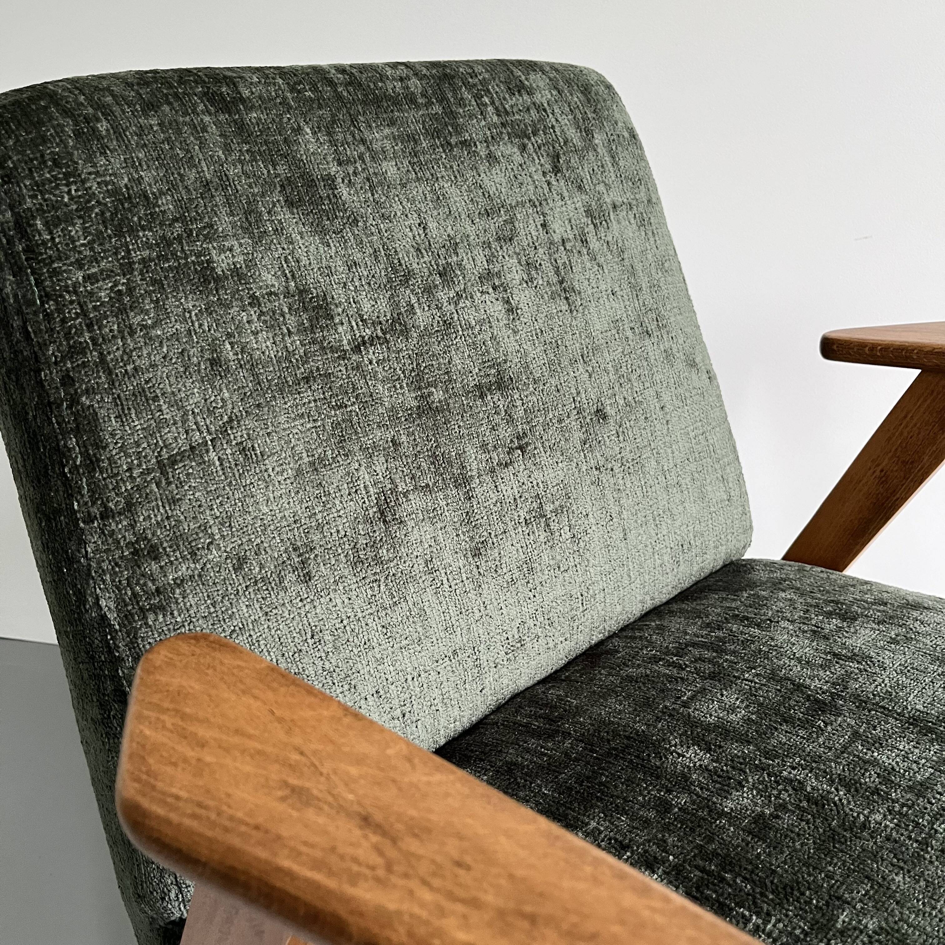 Restored Vintage Mid Century Modern Armchair, Forest Green Lounge Chair