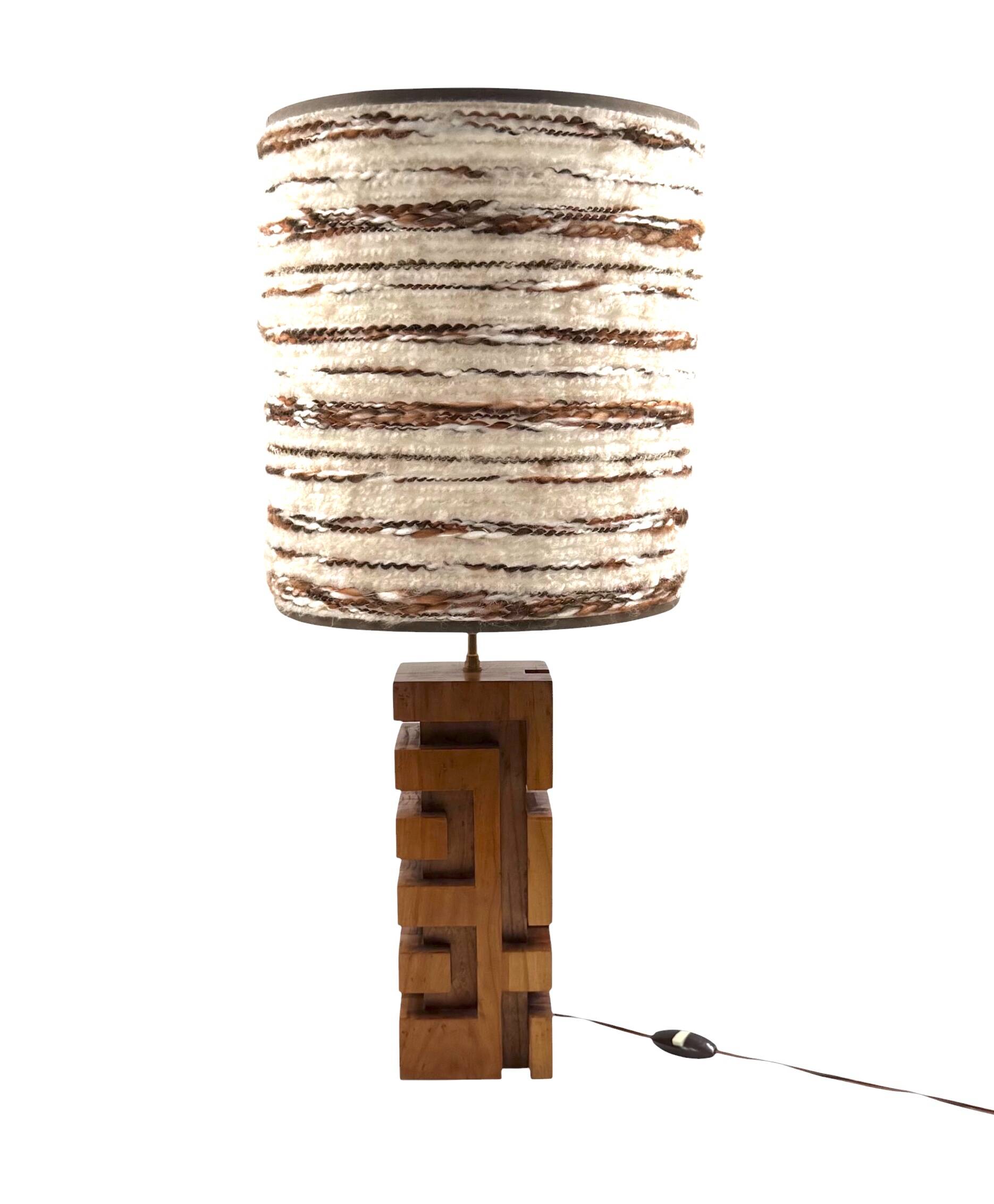 Hollywood regency wood table lamp, France 1970s