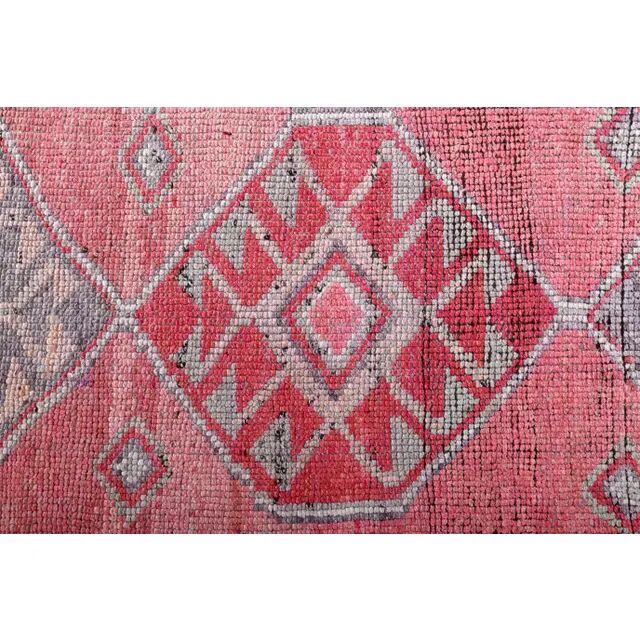 1970s Turkish Oushak Handmade Wool Cotton Pink Area Rug 86x276