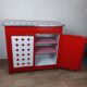 Meuble de métier , buffet parisien en tôle émaillé rouge et blanc