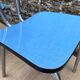 Extendable blue formica table and 2 chairs, 1960s