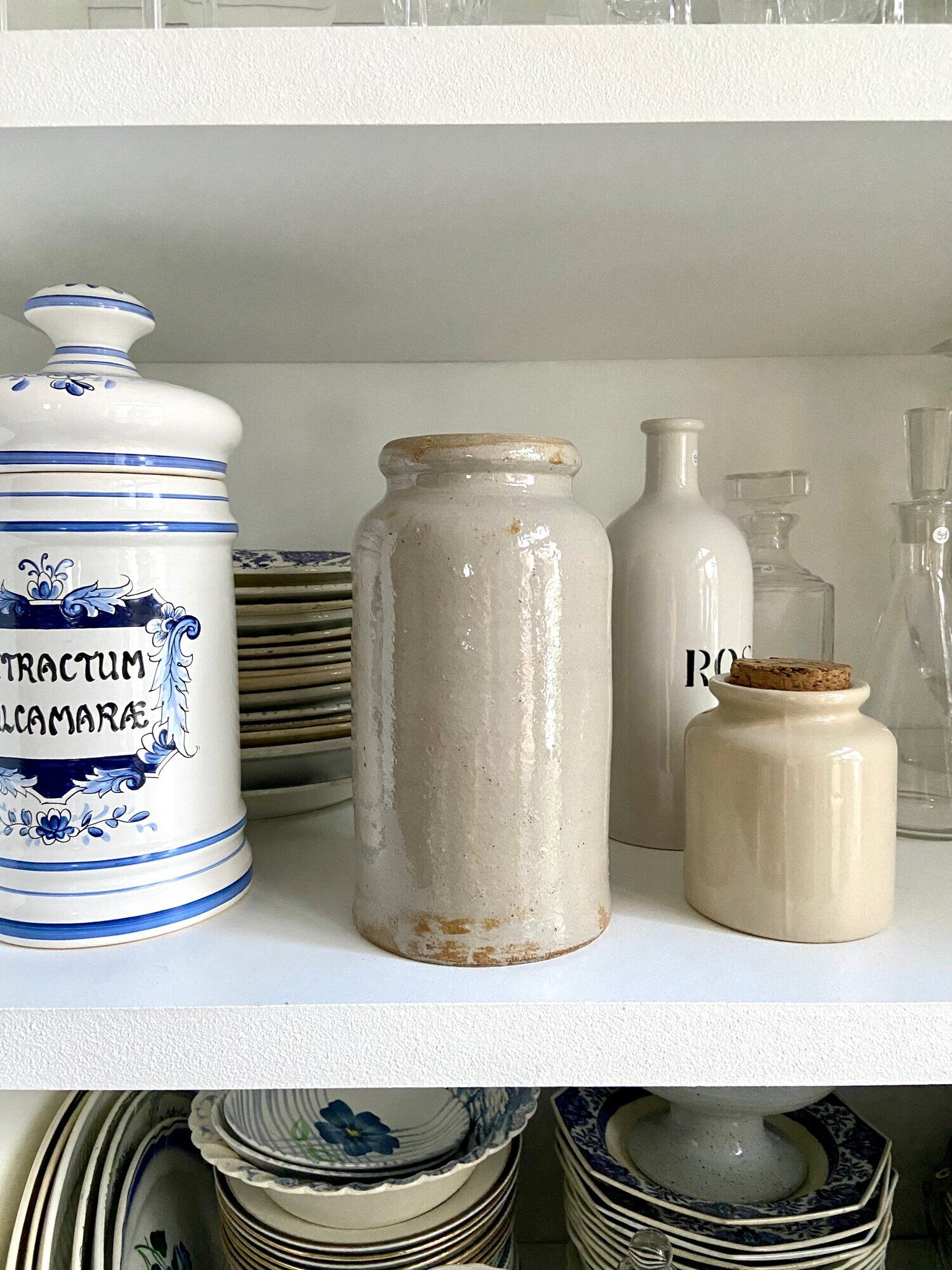 Beige glazed stoneware pot