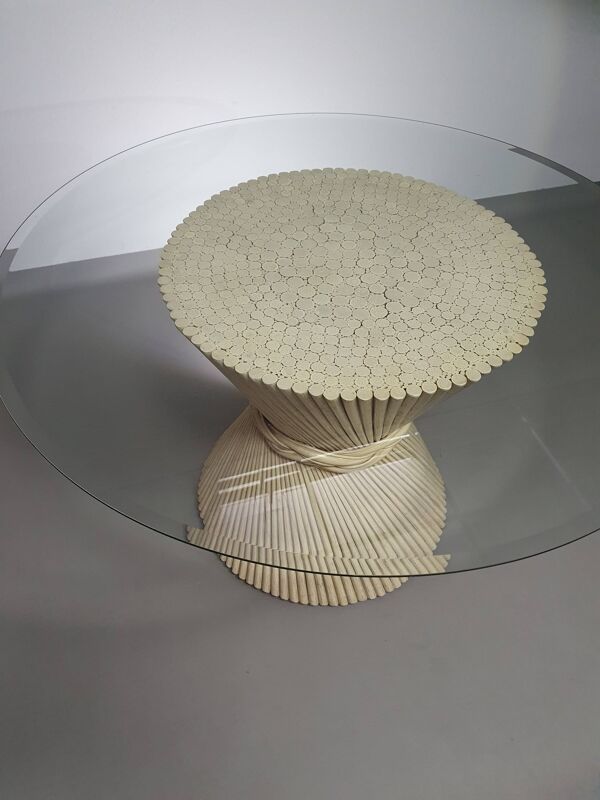 Table à manger rétro vintage gerbe de blé bambou par mcguire america large 122 hauteur 72 cm