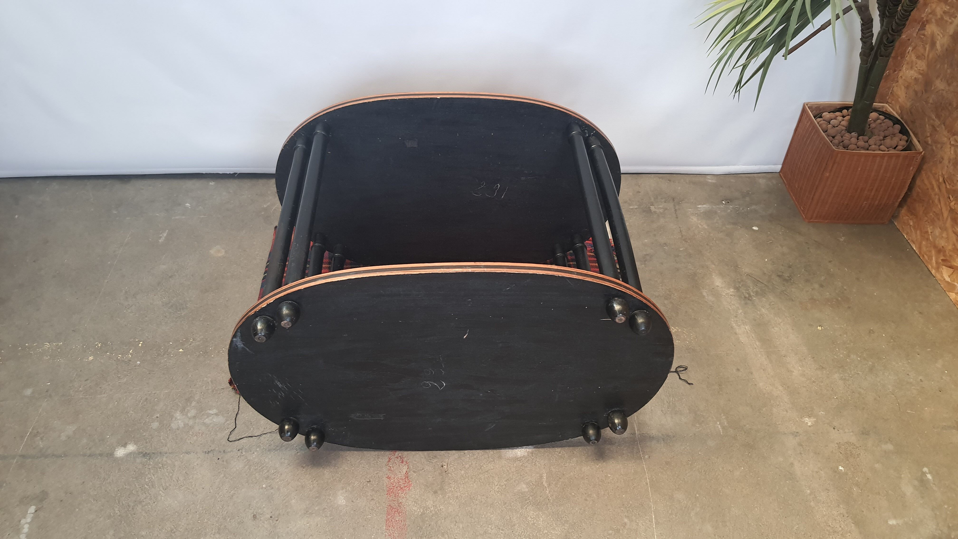 Art deco tea table Maurice Dufrène oval zebrano