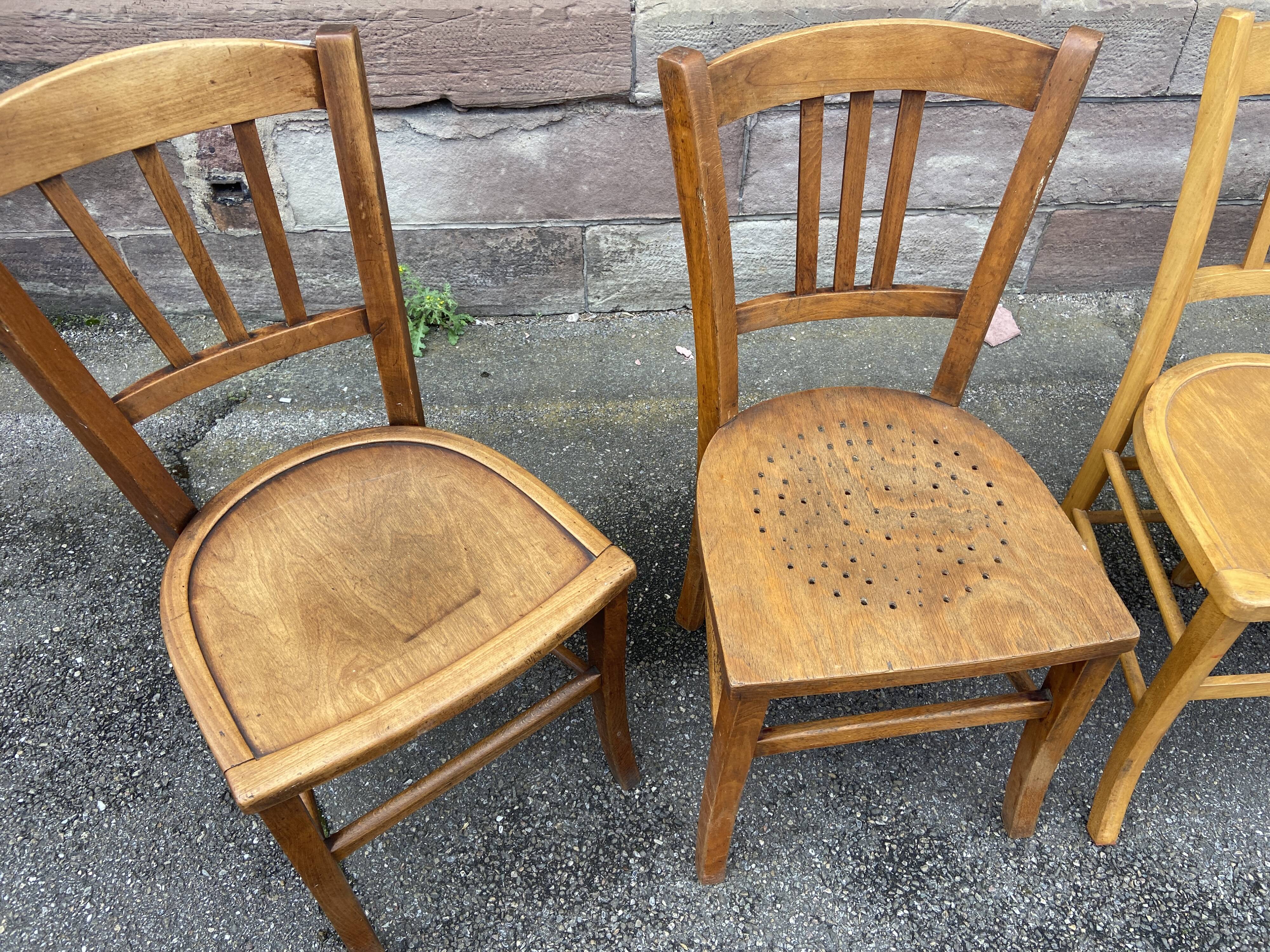 Lot 4 Bistro chairs mismatched wood curved Brasserie