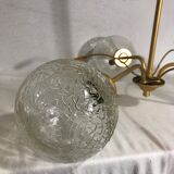 Vintage 70s brass and glass chandelier