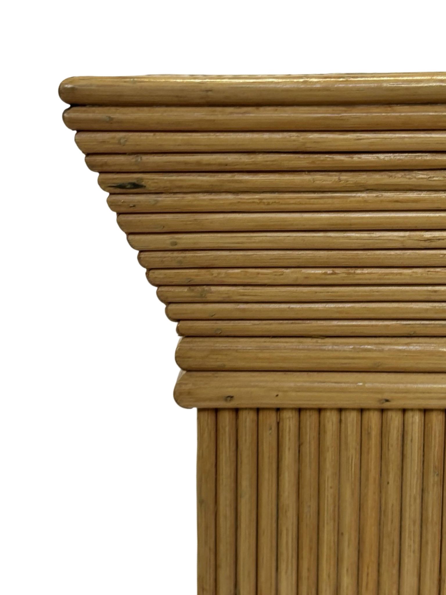 Vintage column vase in rattan, boho bamboo pillar from the 70s, McGuire in rattan.
