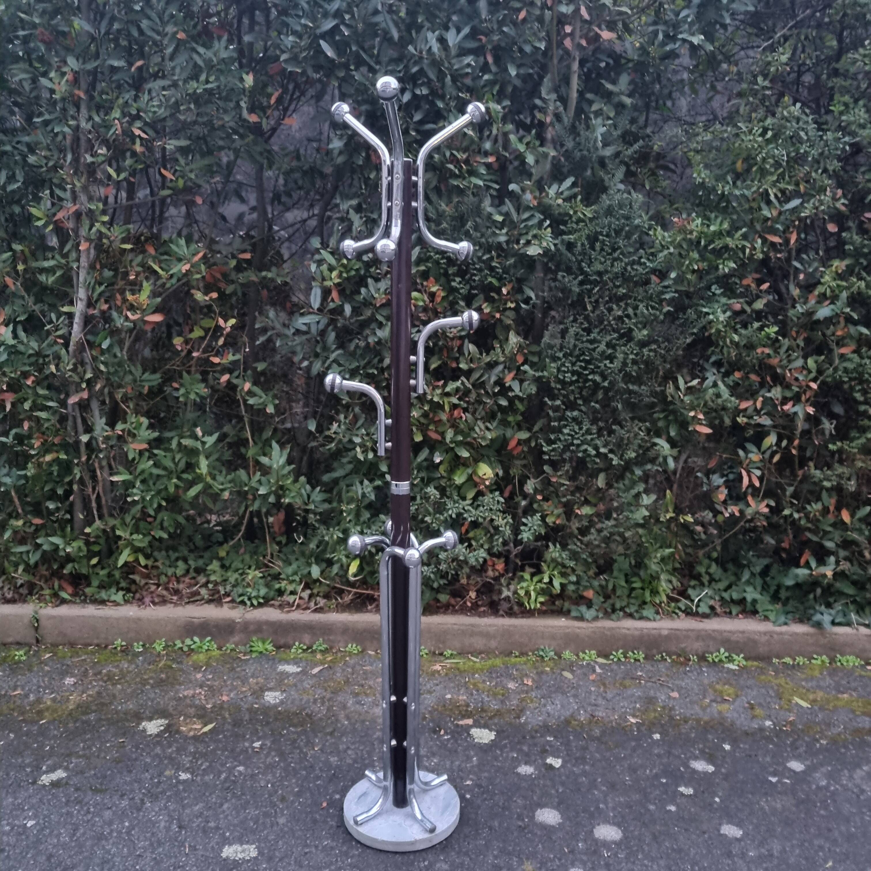 Marble and chrome coat rack with 12 hooks