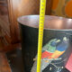 Vintage metal zinc paper bin parrot decor