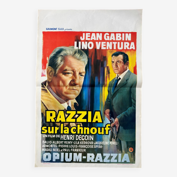 Cinema poster "Razzia sur la chnouf" Jean Gabin, Lino Ventura 60's