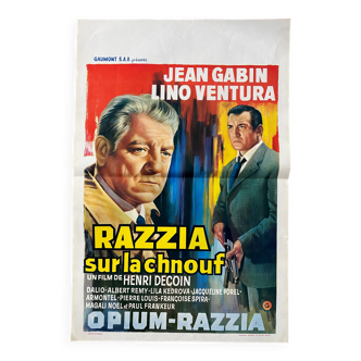 Affiche cinéma "Razzia sur la chnouf" Jean Gabin, Lino Ventura 60's