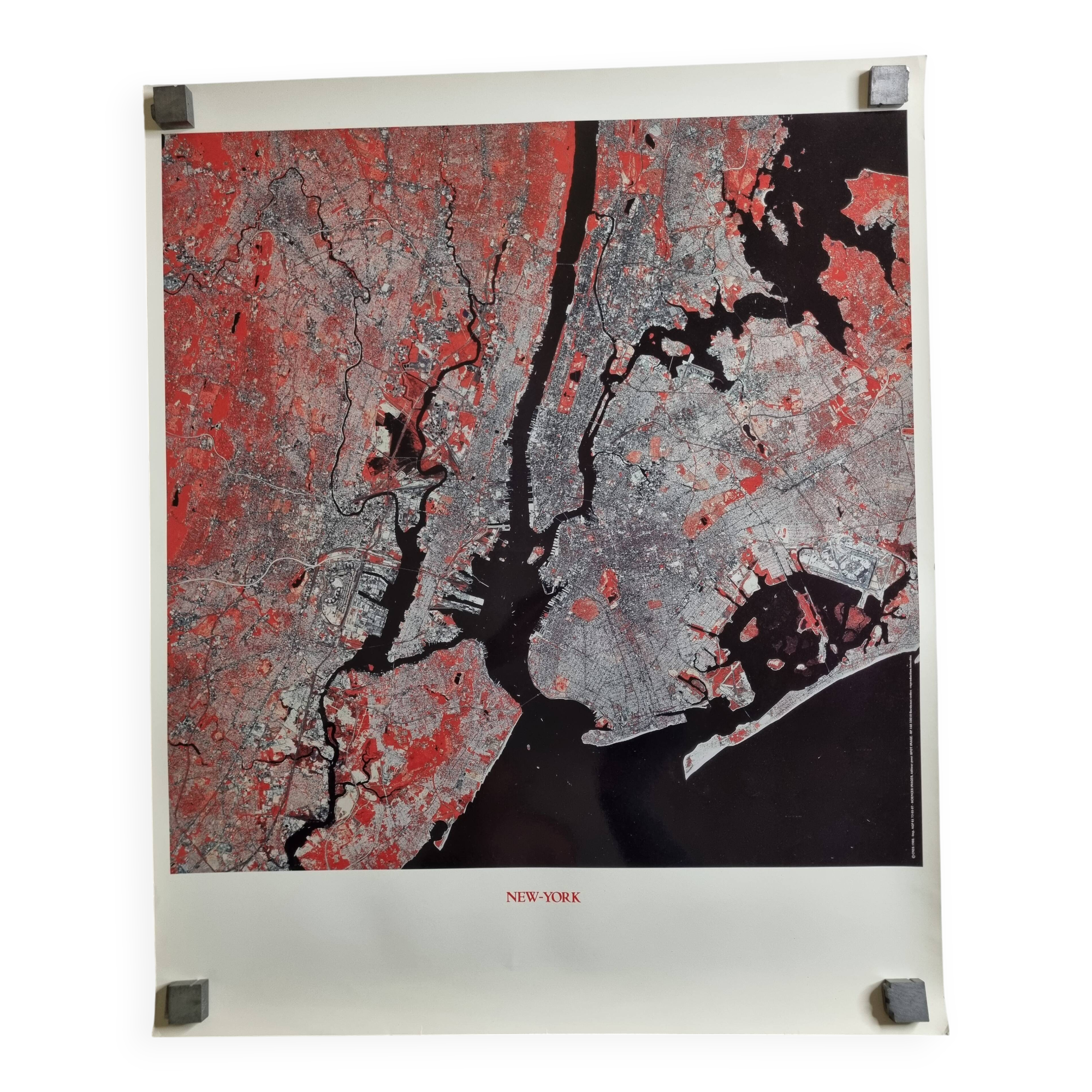 New York Satellite Photographic Poster, CNES 1986, 50 x 60 cm, Publisher Spot Image