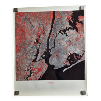 Poster Photographique Satellite de New York, CNES 1986, 50 x 60 cm, Éditeur Spot Image