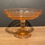 cut on vintage pedestal in tinted crystalline glass signed Vercapel