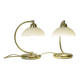 Pair of Vintage Elegant Desk Lamps Bedside Lamps Gold Metal and Glass