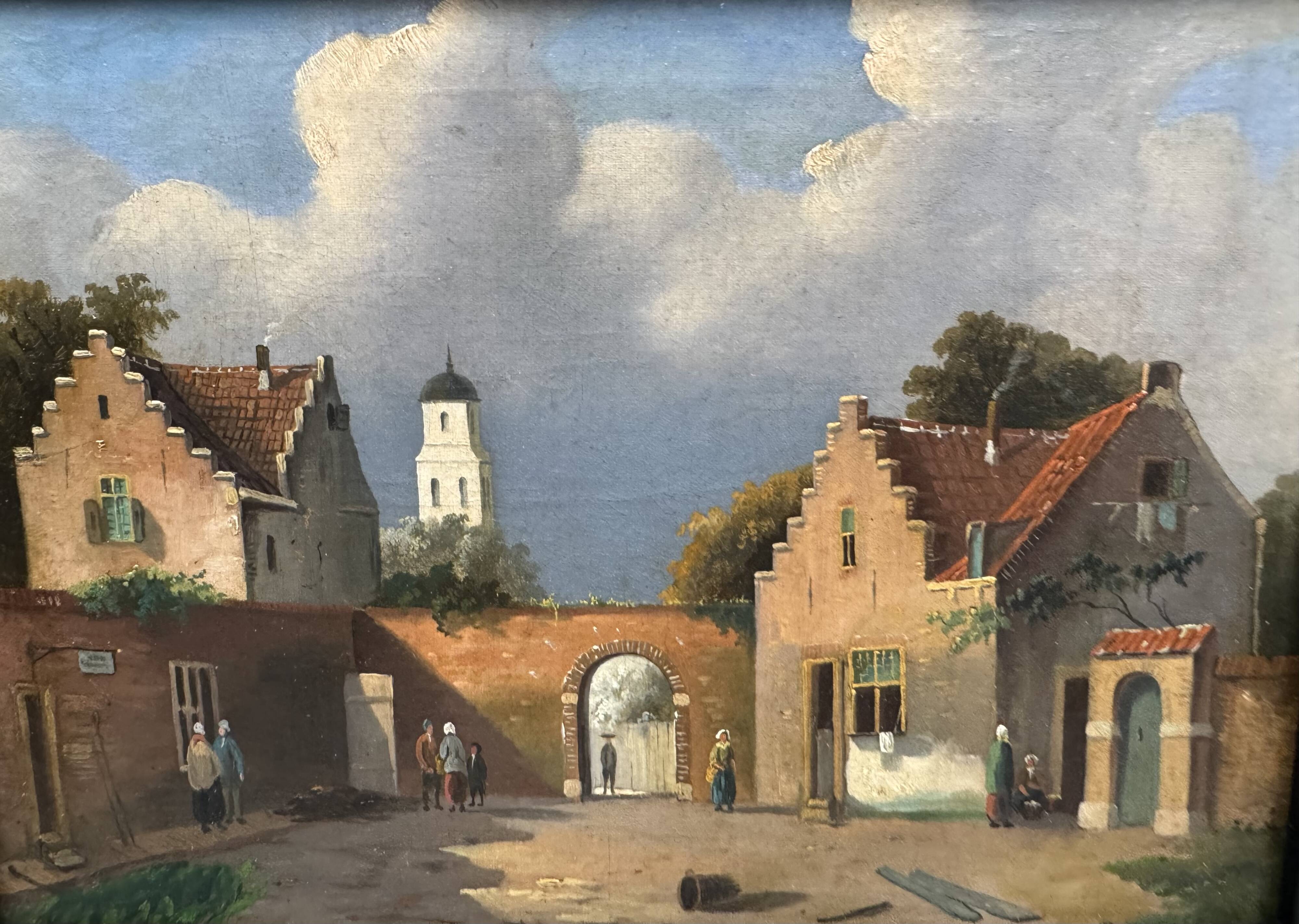 Lively Dutch or Flemish village square