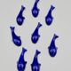 Set of 6 vintage blue porcelain whale knife rests.