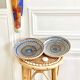 Pair of hand-painted hollow cup plates