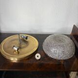 Ceiling light in frosted glass and brass, 1970s