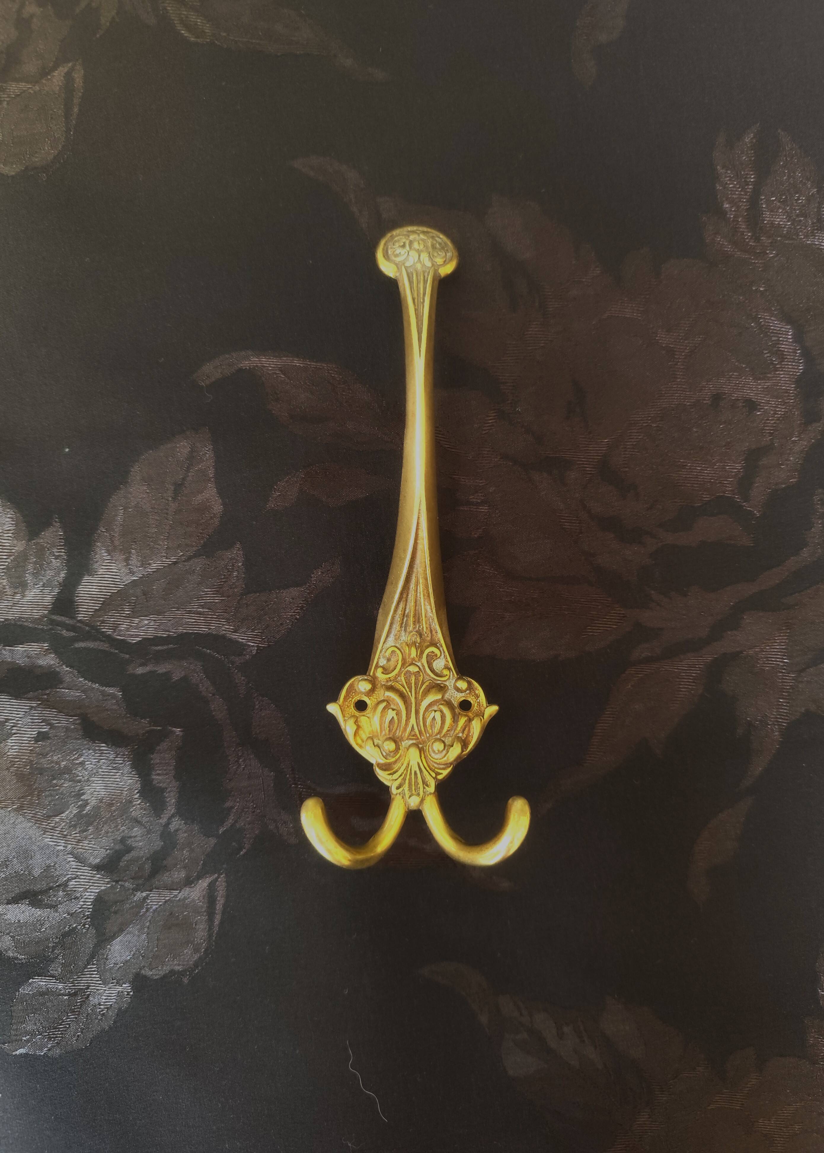 Double bronze hook - coat and hat hooks