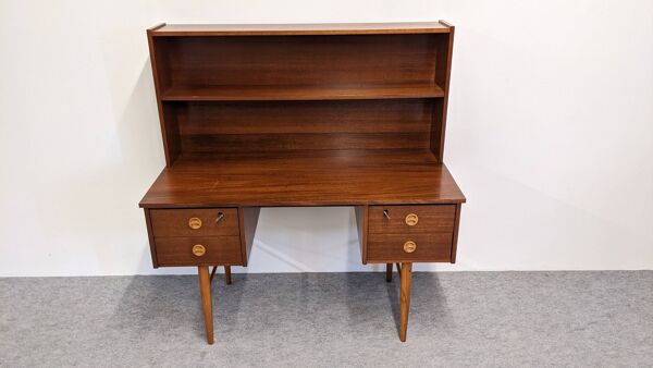 Bureau et son étagère amovible de style scandinave en teck, RDA vers 1960