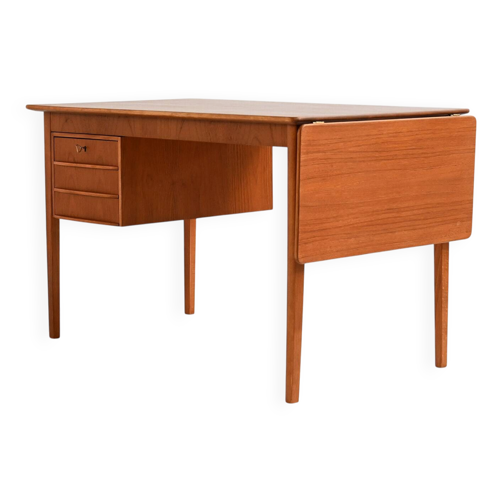 1960s teak desk with drop-leaf extension