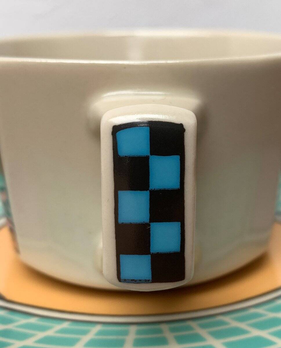 Postmodern Flash One Series coffee service, plates, cups, saucers by Dorothy Hafner for Rosenthal, 1980s, Set of 6