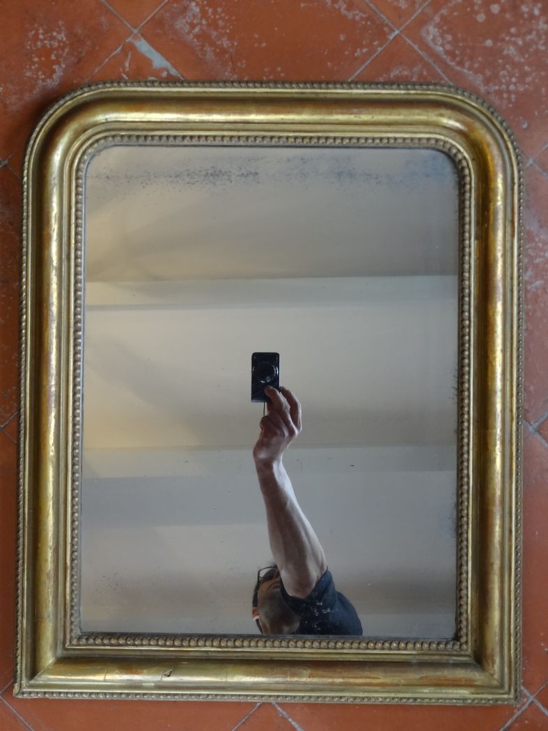 Miroir Louis Philippe en bois doré H 64 cm