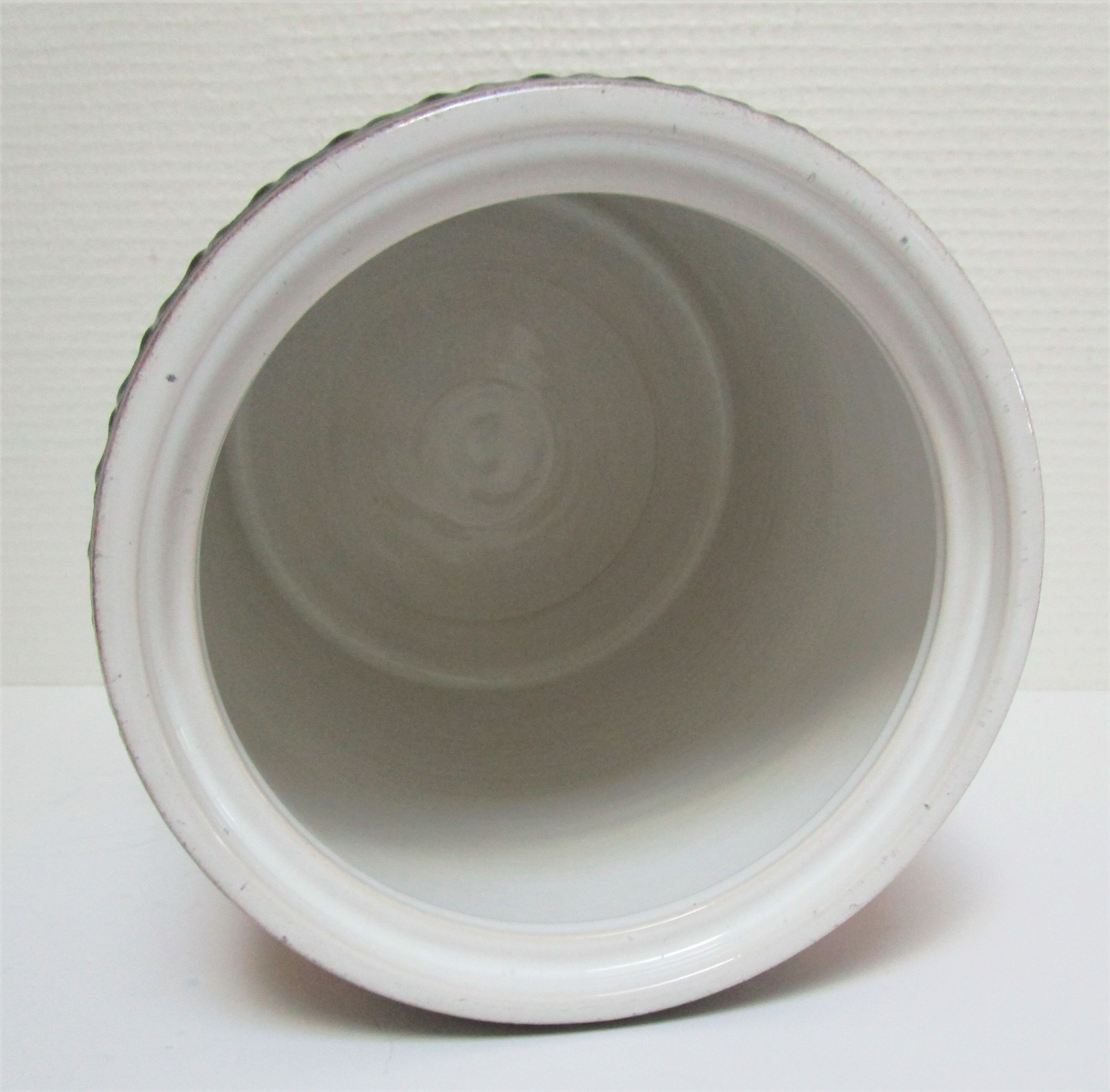 Enamelled ceramic pot with wood lid German design 70s