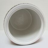 Enamelled ceramic pot with wood lid German design 70s