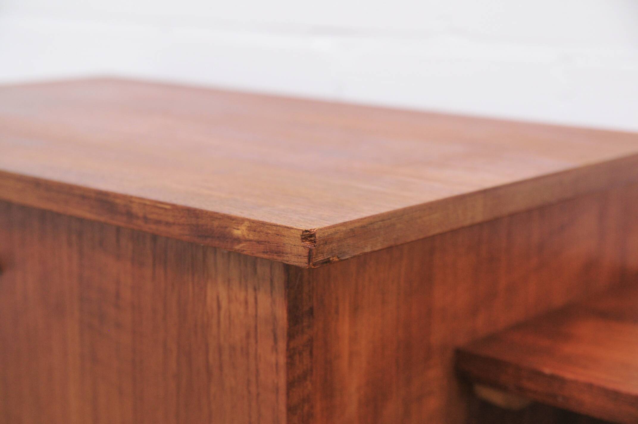 vintage teak TV cabinet metal frame