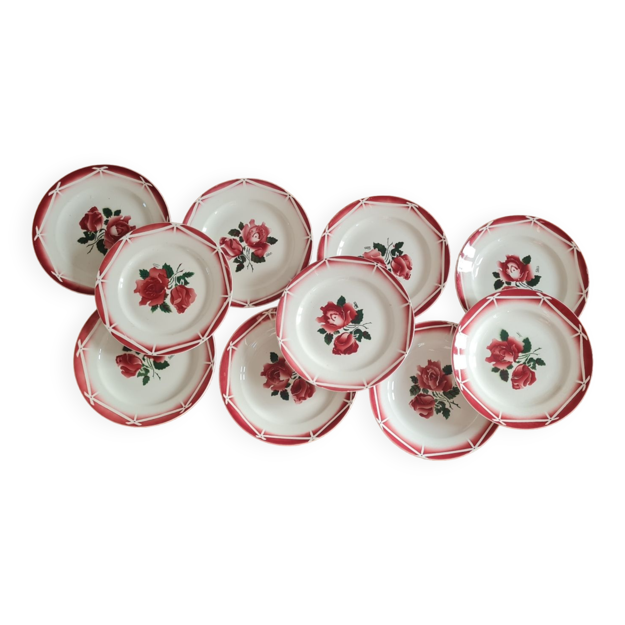 Service of 10 plates in Digoin earthenware