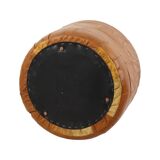 Vintage Round Brown Pouf Patchwork Patches Faux Leather 45cm