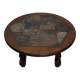 Round coffee table in oak and vintage stones