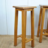 Pair of bar stools in oak 1950