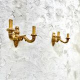 Paire d'appliques en bois doré