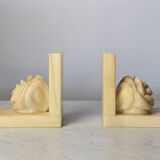 Pair of Neo-Classical Camellia Alabaster Bookends - 1940s