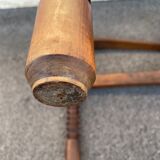 Vintage armchair in straw and brutalist wood