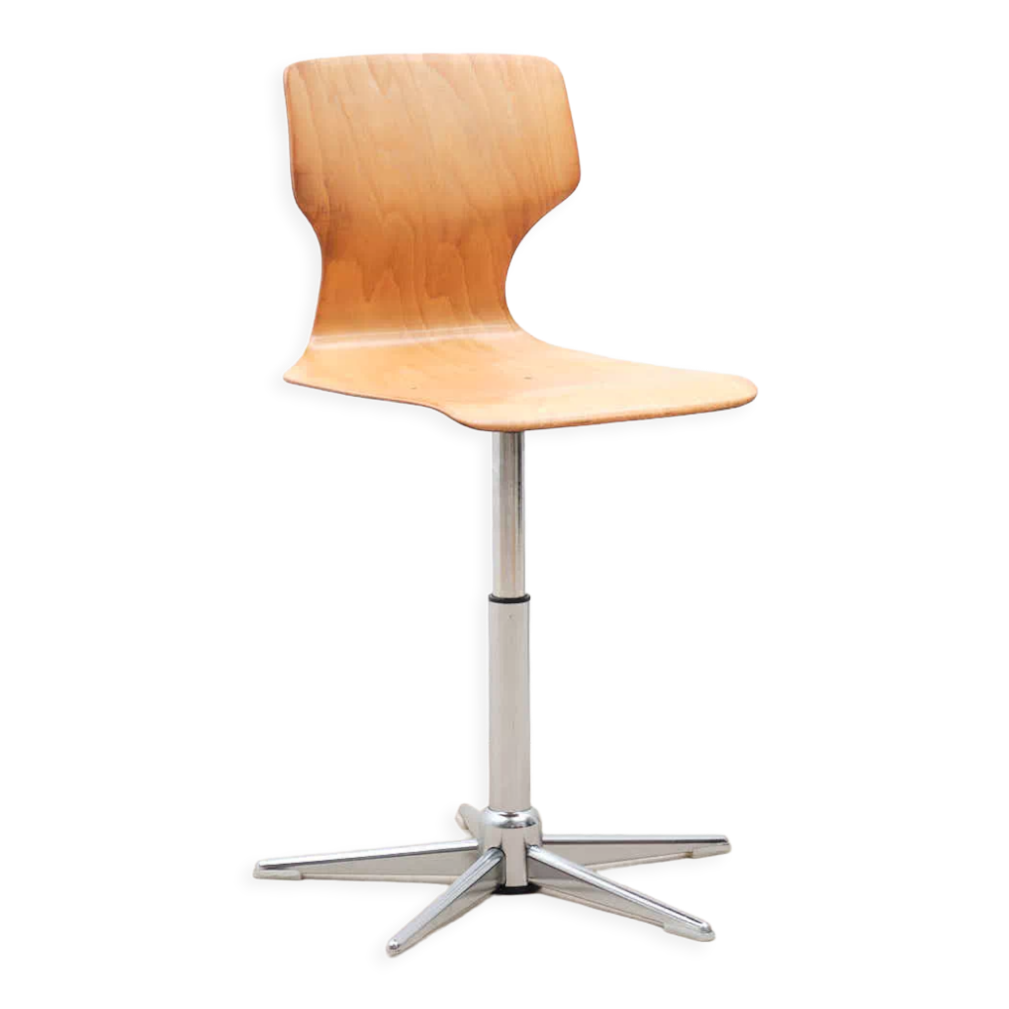 Vintage chair adjustable workshop beech chrome